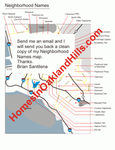Neighborhood and district names for homes in Oakland, Berkeley and Piedmont Hills California